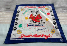 Vtg Spuds Mackenzie original Party Animal Bud Light 20 x20 Scarf Bandana