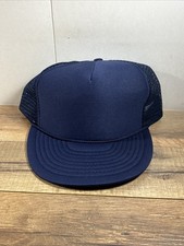 Vtg NOS Nissin Snapback Trucker Hat Blank Blue Rope Mesh
