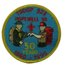 Troop 923 Hopewell VA. 1940-1990 50 Years Patch YEL Bdr (DG423)