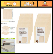 24 Pack 1/8" Basswood Sheets 12"x12" for Laser Cutting  Engraving, Craft Wood B