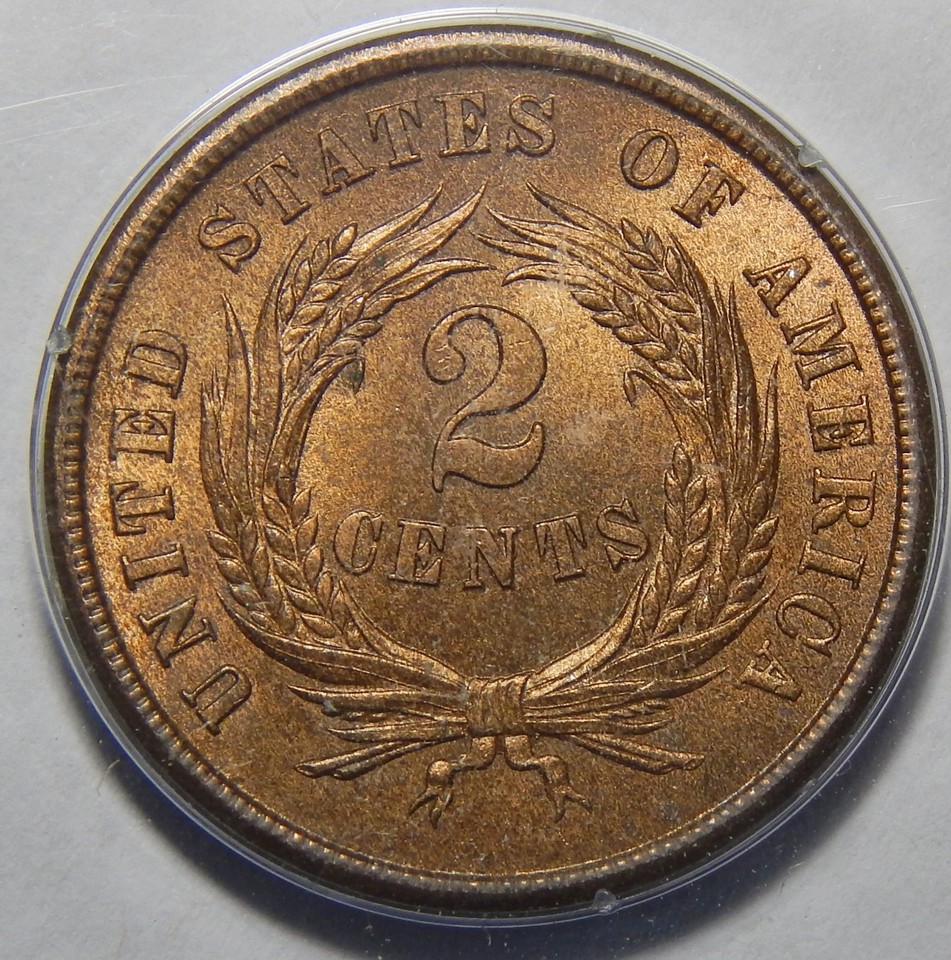 1865 OLD PCGS RATTLER HOLDER MS65RD TWO-CENT PIECE | eBay