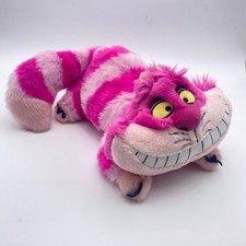 Disney Store Alice in Wonderland Cheshire Cat Plush 12" Pink Purple Striped