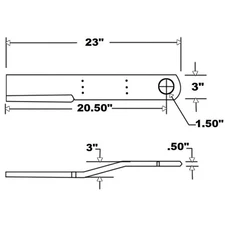 C49A Rotary Cutter 3" x 23" CCW Blade for Hardee 52LT 60LT 60LTO 66LT 72LT