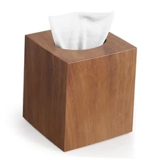 Tissue Box Holder Square Facial Tissue Holder Wood Grain Tissue Box Cover