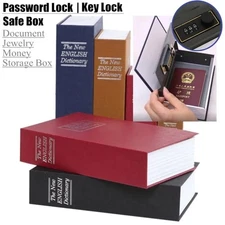 Dictionary Mini Safe Box Hidden Secret Key Lock Storage Book Style
