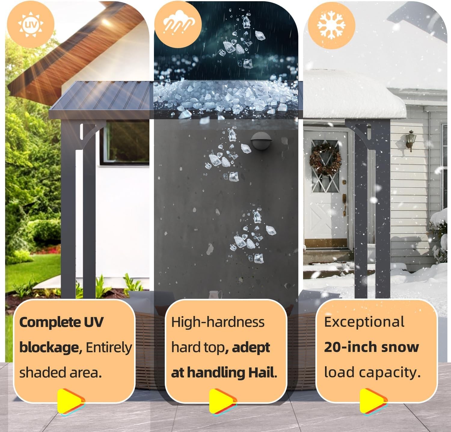 Galvanized Steel Hardtop Lean to Gazebo Wall Mounted Patio Pergola Awning