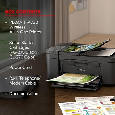 PIXMA TR4720 All-In-One Wireless Printer, Home Use with Auto Document Feeder, Mo