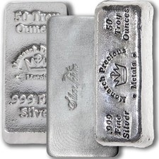 50 oz Silver Bar (Varied Condition, Any Mint) Random Brand 95.89 per troy oz