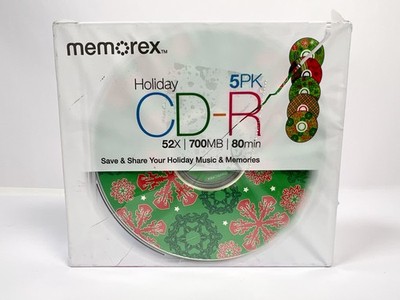 5-Pack Memorex Holiday CD-R Disks 80 Min 700 MB 52x *New*