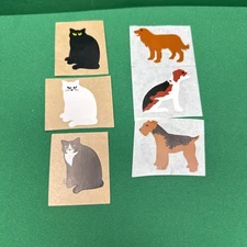 Mrs. Grossman 3 Cat Stickers VINTAGE 1981/ Original Brown Backing/1983 3 Dogs
