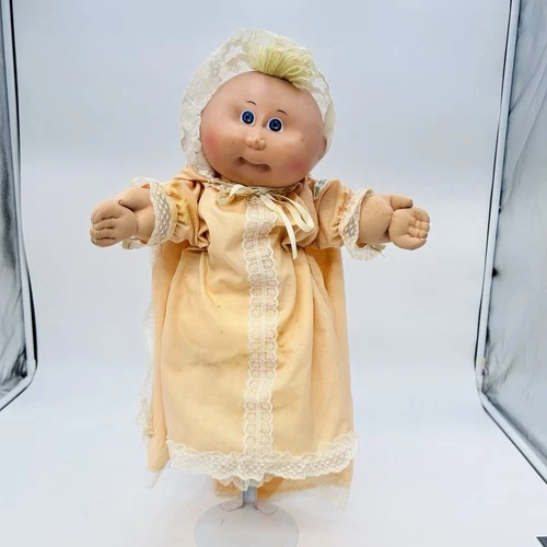 VINTAGE CABBAGE PATCH KIDS PREEMIE DOLL BALD BLUE EYES 13" COMPLETE OUTFIT 1985