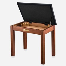Piano Bench with Storage, Solid Wood Keyboard Bench Piano Bookcase Stool Brown