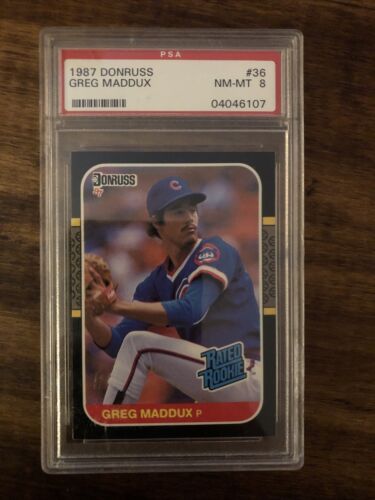 1987 DONRUSS GREG MADDUX ROOKIE # 36 PSA 8 RC BRAVES CUBS HOF MVP LEGEND! # 442