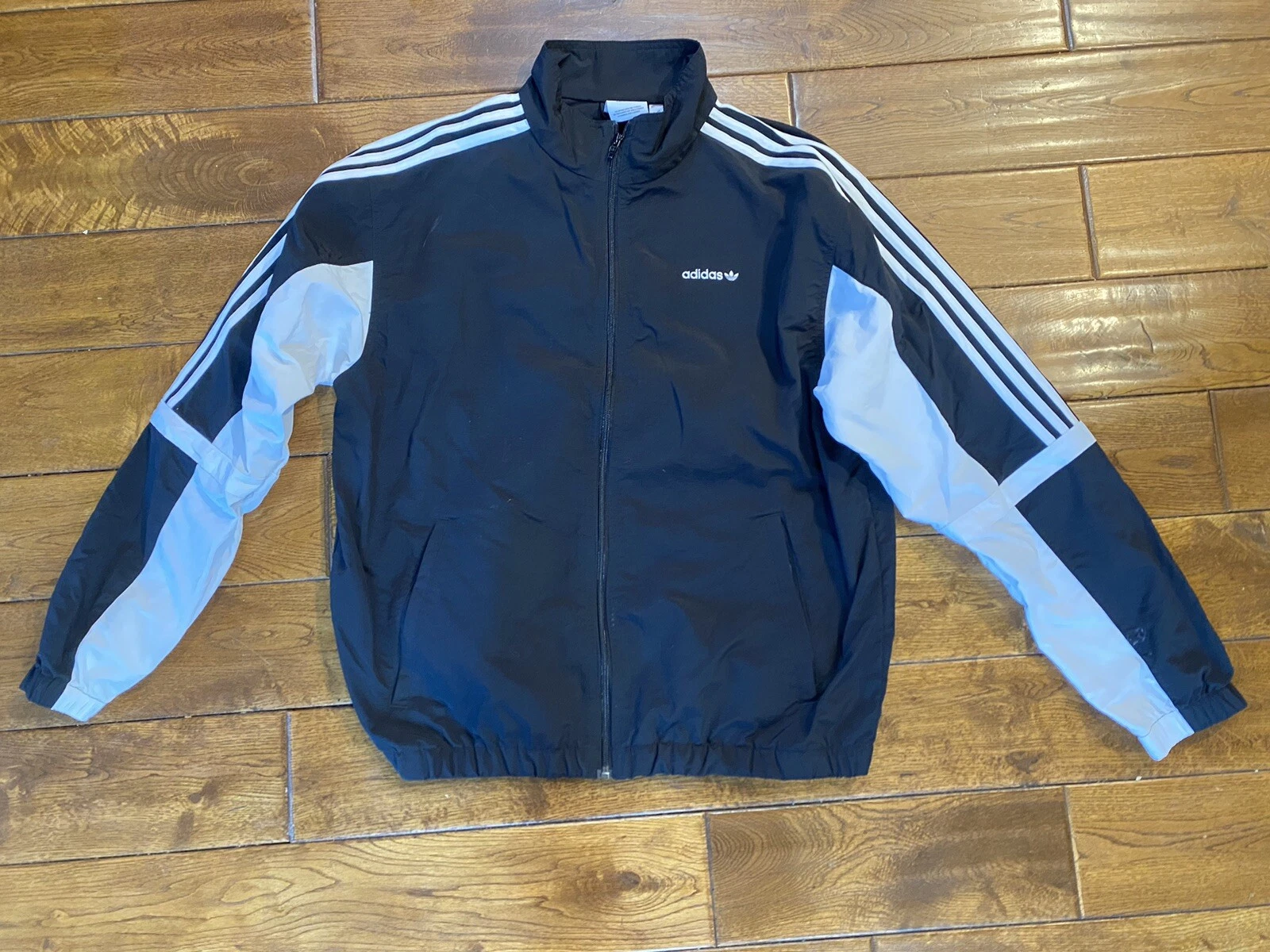 zip up adidas windbreaker jacket coat sweater mens L large