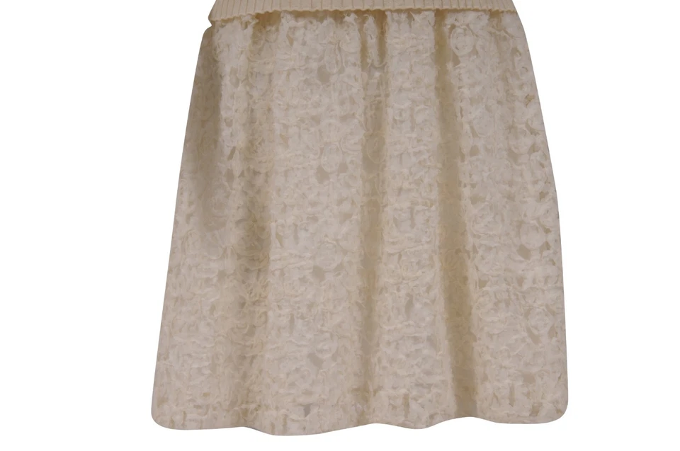 Mini Vestido Floral Moschino Para Mujer Talla 40 Amarillo Blanco Rayón Acanalado Encaje Falda Foto 3 de 4