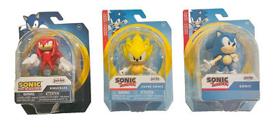 3 SONIC THE HEDGEHOG 2.5' JAKKS MINI ACTION FIGS - SONIC, KNUCKLES, SUPER SONIC