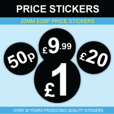 Professional - � Black Price Stickers / Labels / Tags - 20mm