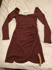 Reformation Cleona Knit Dress in Cafe (Brown) Size Medium NEW