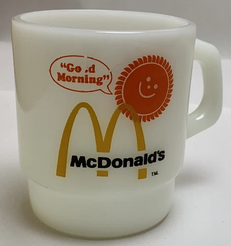 Vtg Anchor Hocking Oven Proof Fire King McDonald's Good Morning Coffee Cup Mug