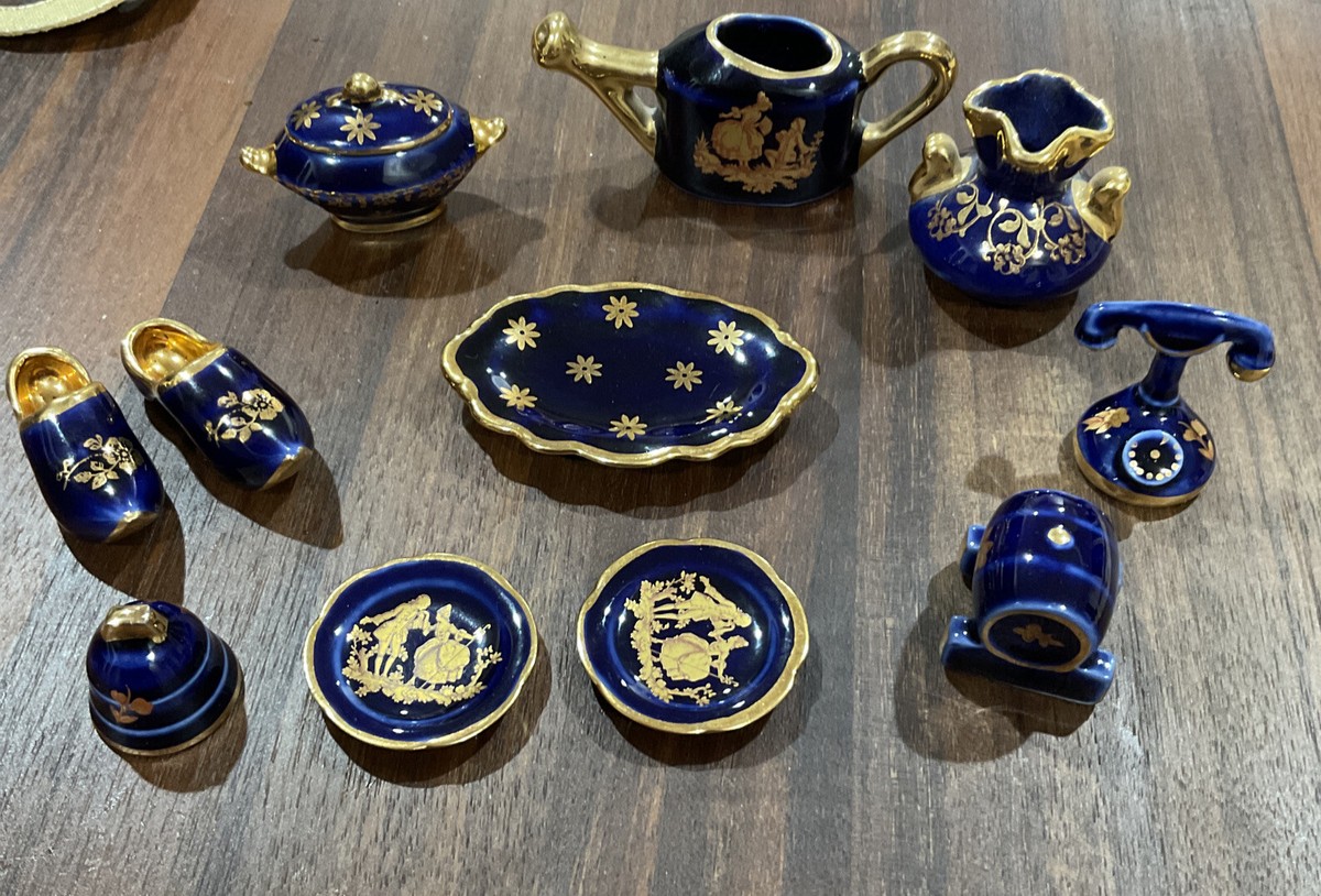 limoges france cobalt blue gold porcelain Handpainted