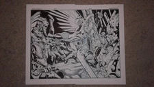 SAVAGE HAWKMAN 15 pages 14 & 15 DOUBLE SPLASH SEXY HAWKWOMAN ATTACKS - unpub