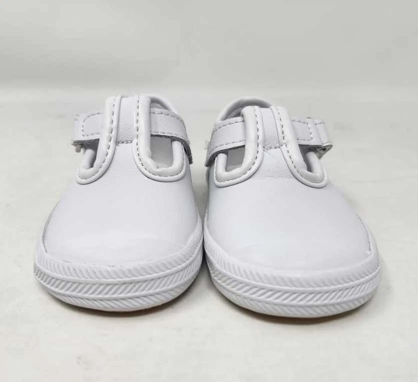 NUEVO SIN CAJA Zapatos Keds Baby 2 Champion Puntera Correa en T Cuero Blanco Foto 2 de 4