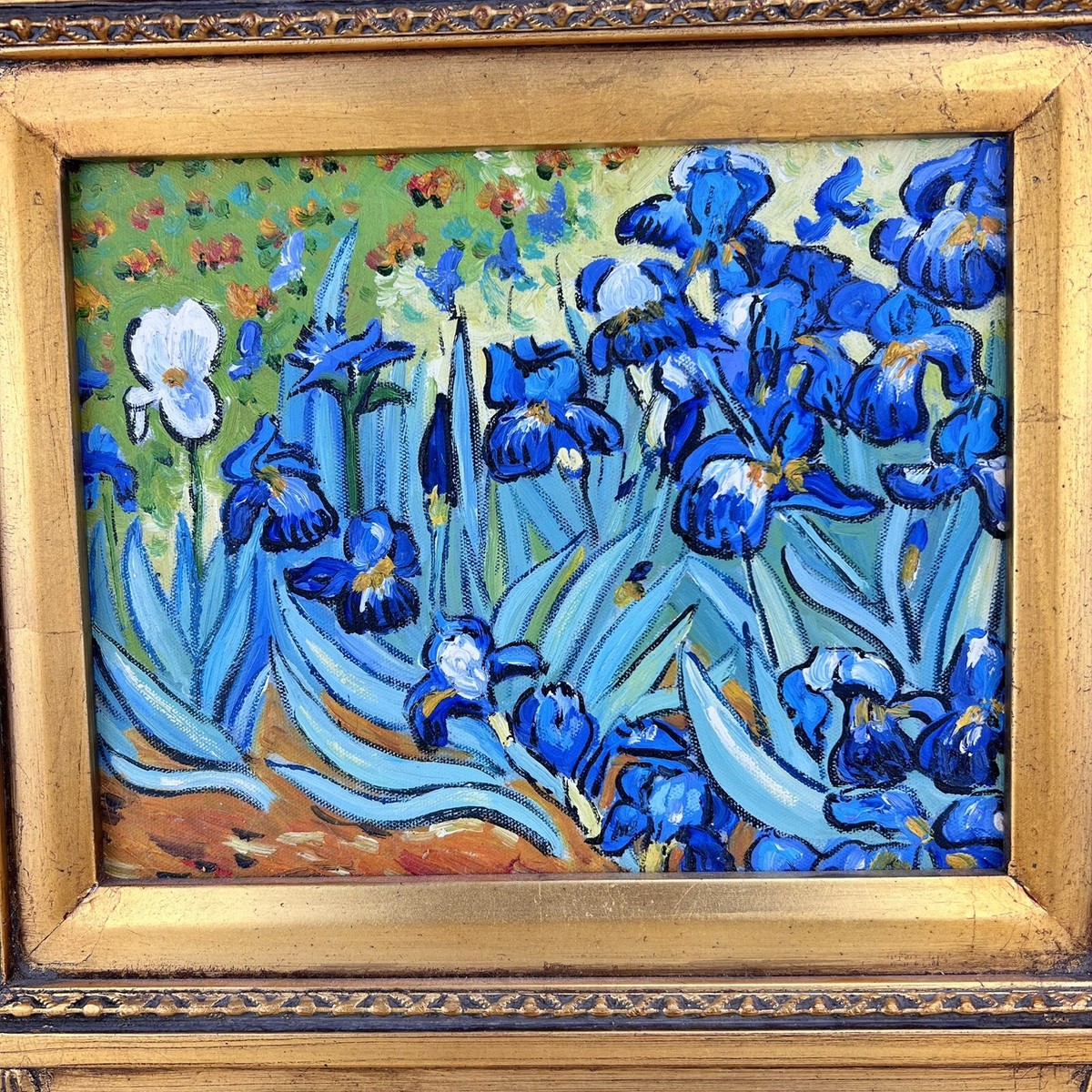 Irises Vincent Van Gogh La Pastiche Gold Wood Frame Hand-painted