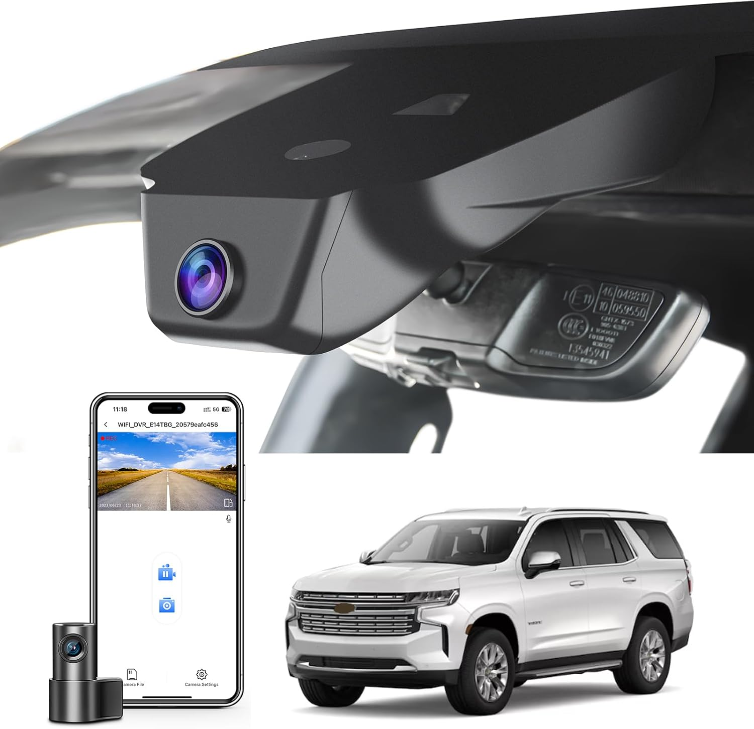 4K Front & 1080P Rear Dash Cam for 2023-2025 Chevy Suburban 12th Gen Custom Fit