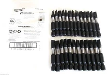 25 MILWAUKEE SHOCKWAVE 2" IMPACT 1/4" SLOTTED MAGNETIC SCREW BITS 48-32-4758