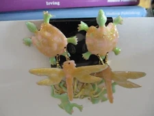Vintage Lunch at the Ritz Turtle Spider Frog Dragonfly Enamel Metal Clip on 1987