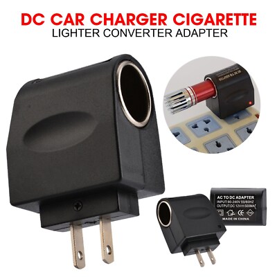 AC US Wall Power To DC-Plug Car Cigarette Lighter Port Female Adapter  Converter