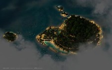 Landscape art cgi nature island sea trees forest beach Custom Gaming Mat Desk