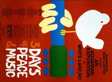 8" x 10" 1969 poster An aquarian exposition in White Lake, N.Y.