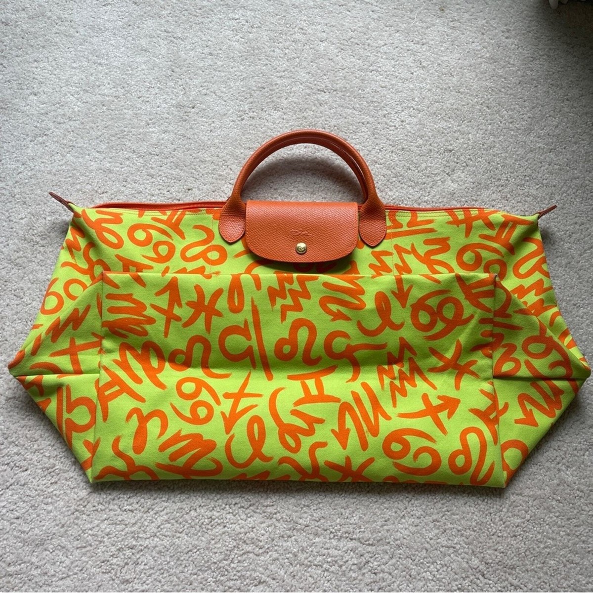 バッグ Rare Jeremy Scott x Longchamp 12AW Longchamp x Jeremy Scott Zodiac Graffiti Large Yellow Orange
