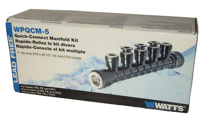 Watts 5-Port Quick Connect Manifold 1'' Inlets & 1/2  Outlets Copper, CPVC & PEX