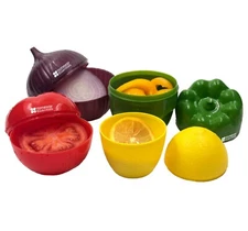 4pcs Containers Vegetable Storage With Onion Pepper Lemon Tomato Shaped Savers