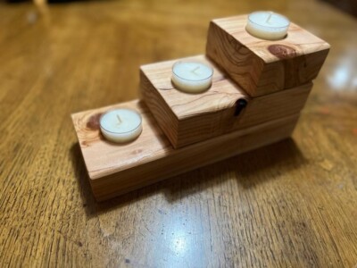 Three Tiered Rustic Wood Handmade Candle Holder Two by Four lumber