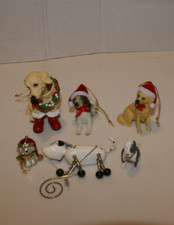 6 Piece Mini Christmas Tree Assorted Puppy Dog Ornament Set