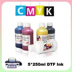 CMYKW DTF INK 5 Color For Epson A3 1390/1800 DTF T-Shirt Printer 5*250ml