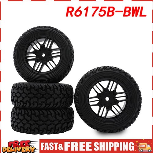 4Pcs 75mm Front Rear Tires Wheels 12mm Hex for HSP HPI 1/10 Buggy Car (Black) SN