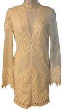 L'atiste Dress Women’s Sz S White Lace Elegant Trimmed Back Poly Lace
