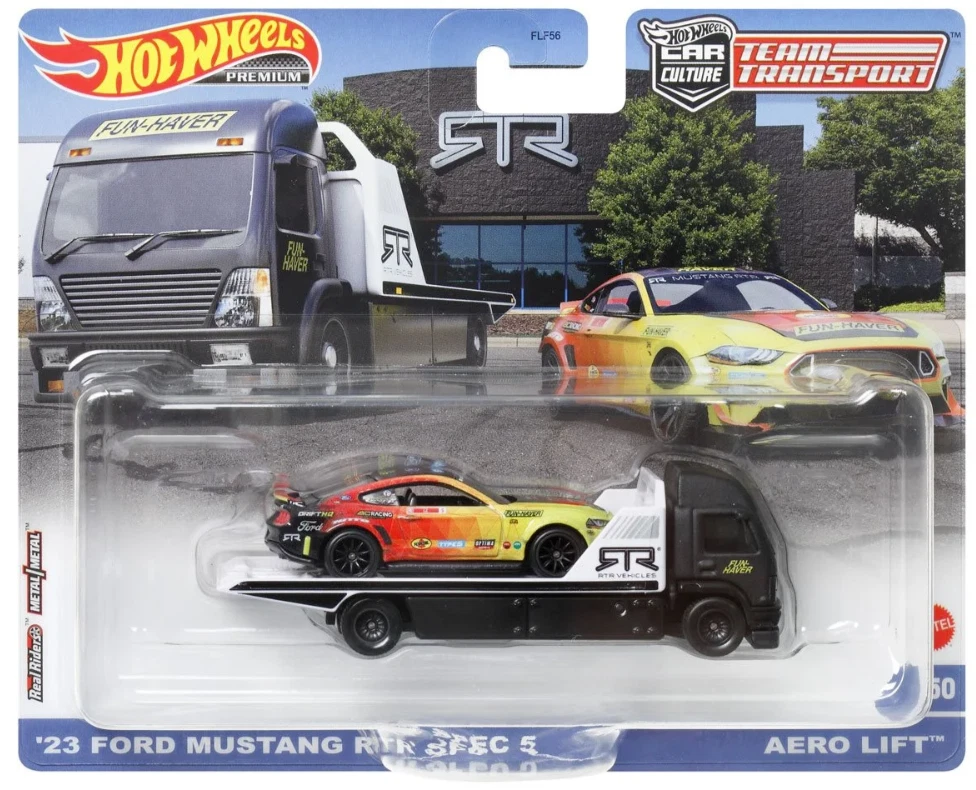 Hot Wheels 2023 Team Transport 23 Ford Mustang RTR Spec 5 Aero Lift 1 64