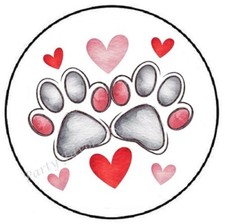 PAW PRINTS VALENTINES DAY ENVELOPE SEALS LABELS STICKERS PARTY FAVORS