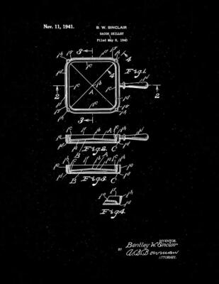 Bacon Skillet Patent Print Black