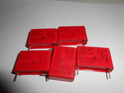 5 Stück,  1,0uF  250V,  Folienkondensator, RM 22,5 - WIMA MKS4
