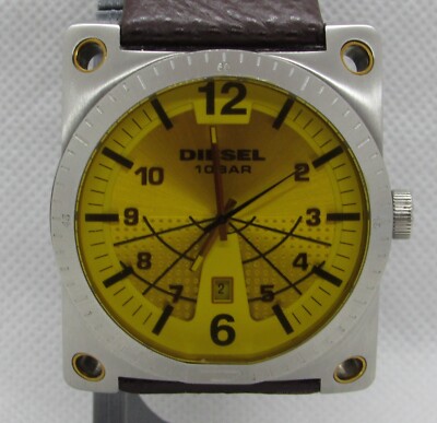 Men's Diesel DZ-1213 w/ Unique Yellow Colored Crystal, Date Quartz