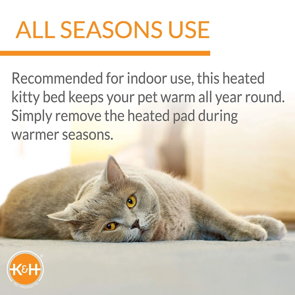 Heated Thermo-Kitty Fashion Splash Indoor Cat Bed Orthopedic Foam Base Heated... - Image 3 of 4