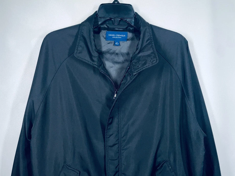 Daniel Cremieux 系列中号复古黑色拉链夹克外套领口袋 — 第 3/4 张图片