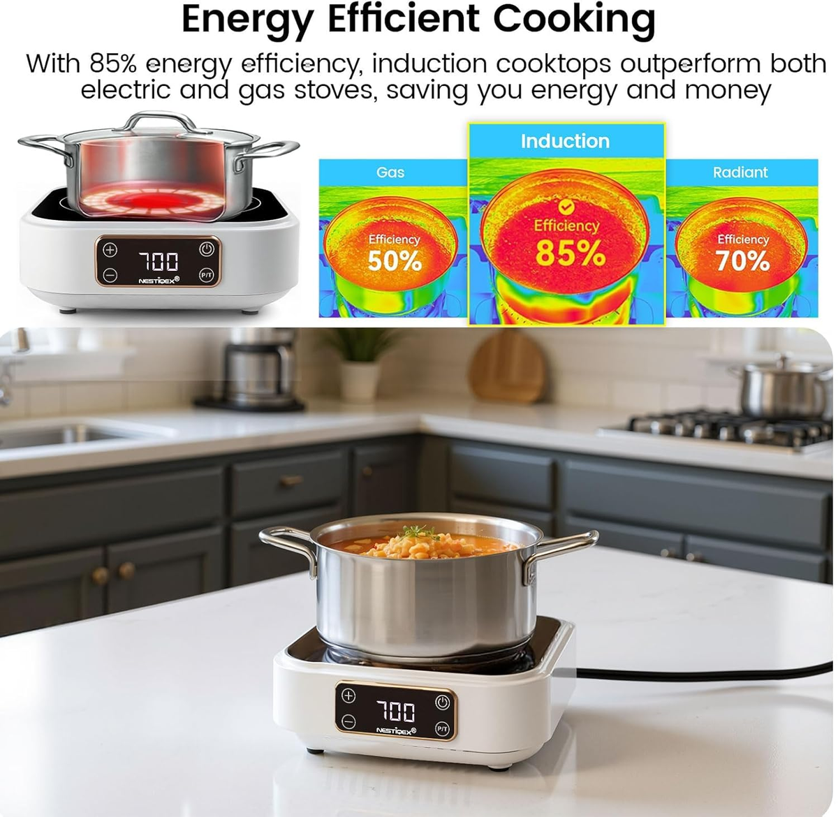 Stainless Steel Moka Pot Coffee Maker & Mini Induction Cooktop Set