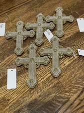 Lot Of 5 Gold Trim Dimensional Cross Christmas Ornaments Religious Taiwan